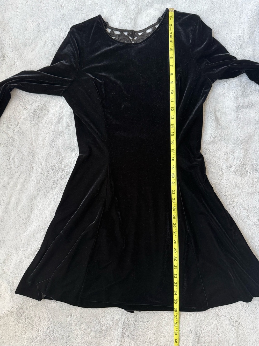 Jessica McClintock Vintage Black Velvet Long Sleeve Cocktail Dress - Picture 10 of 10
